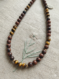Collier oeil de tigre et obsidienne acajou