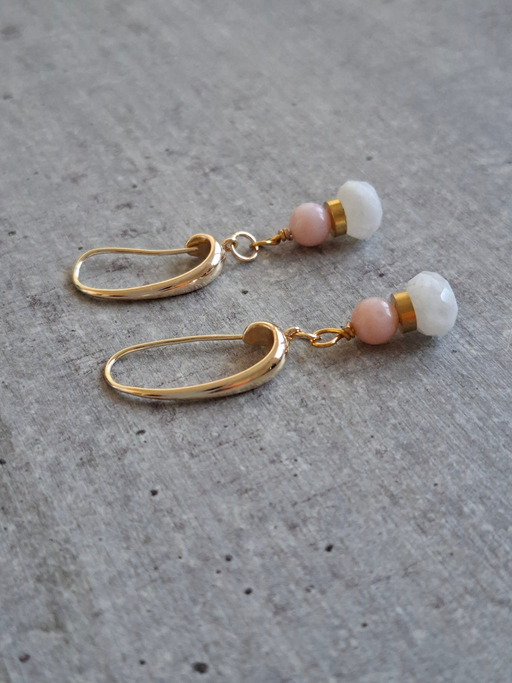 Boucles d'oreilles Opale Rose et Pierre de Lune