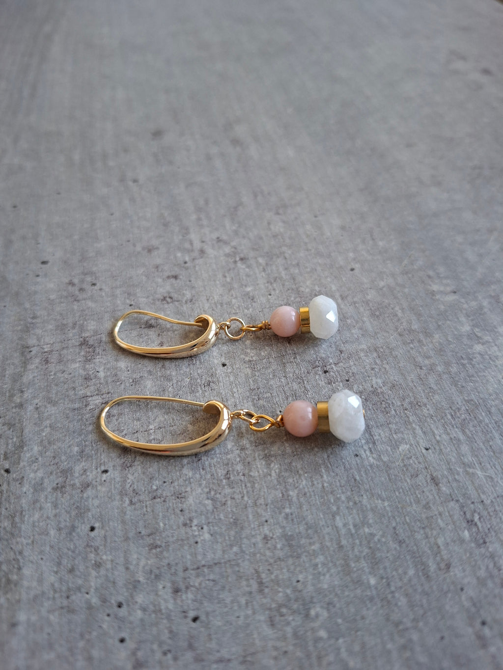 Boucles d'oreilles Opale Rose et Pierre de Lune