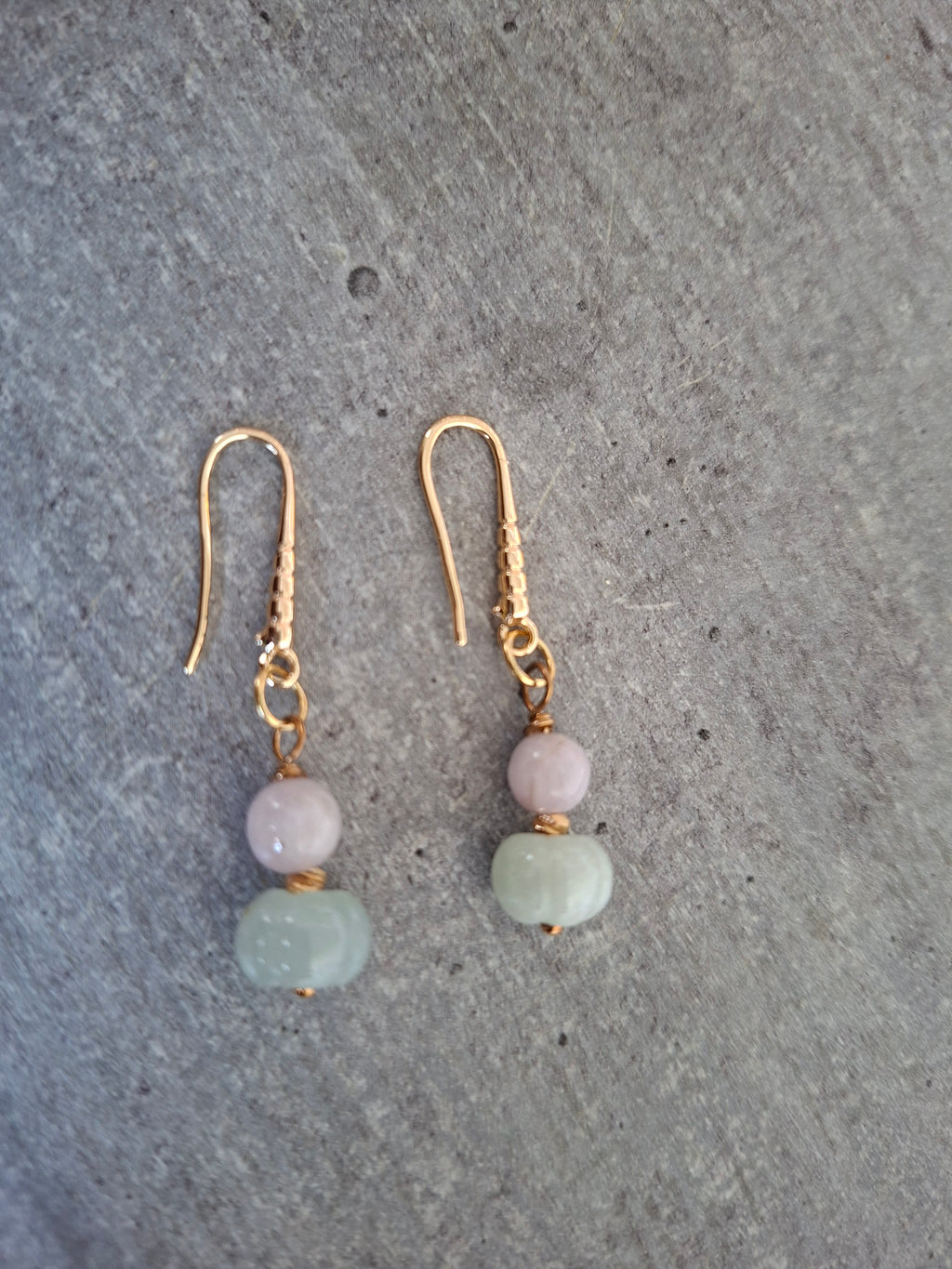 Boucles d'oreilles Jade et Kunzite