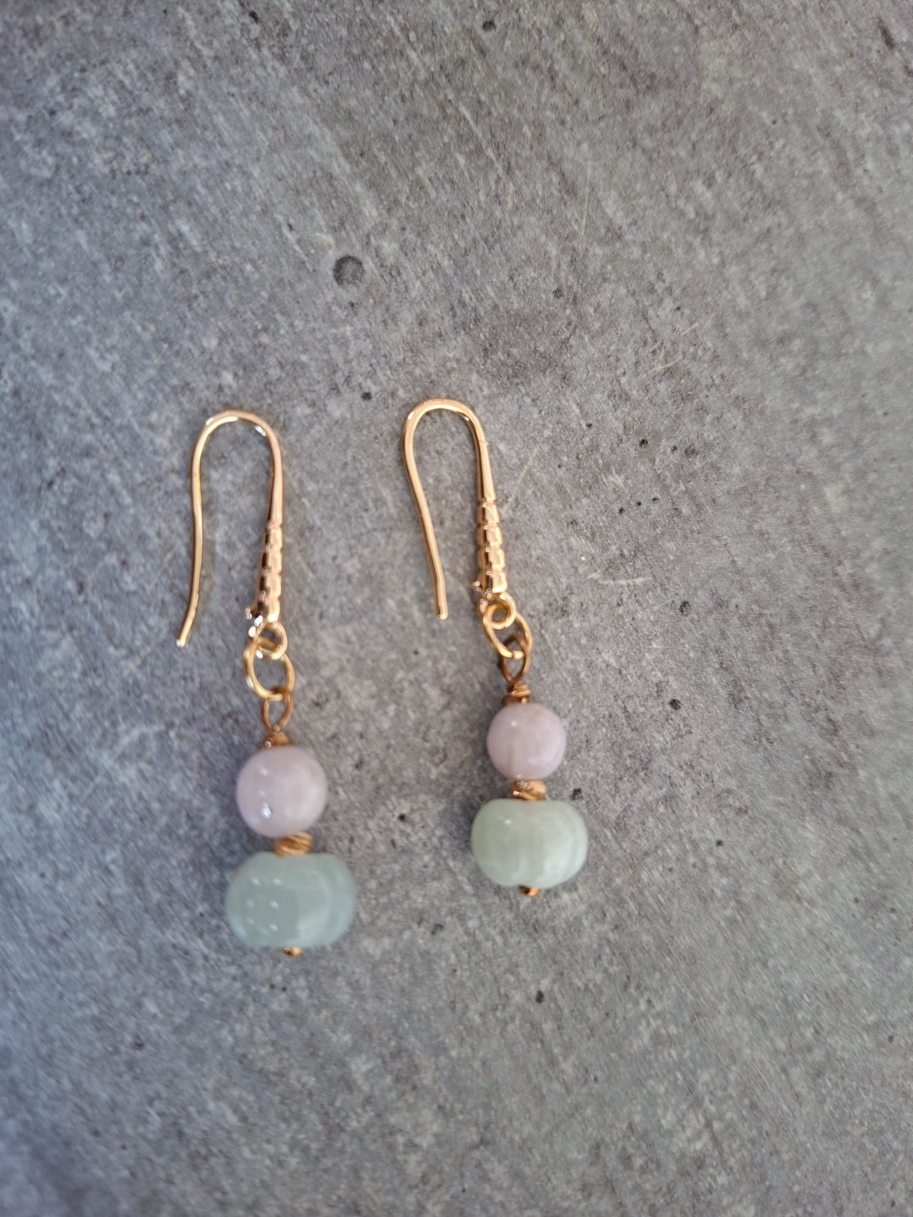 Boucles d'oreilles Jade et Kunzite
