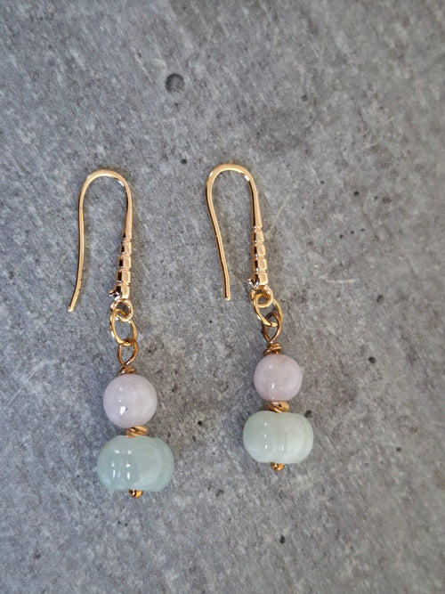 Boucles d'oreilles Jade et Kunzite