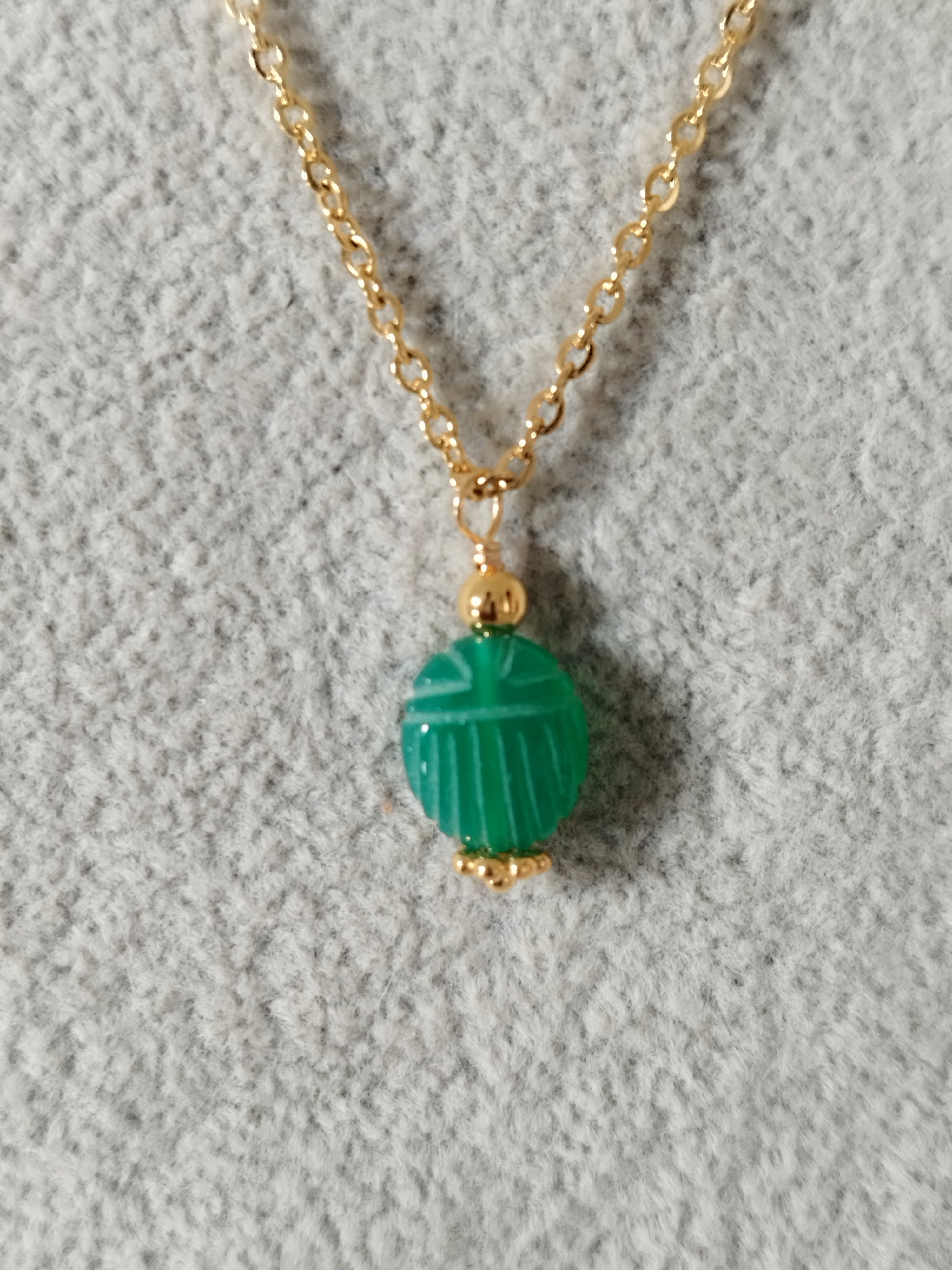 Collier Scarabée Onyx Vert - Protection et Ancrage