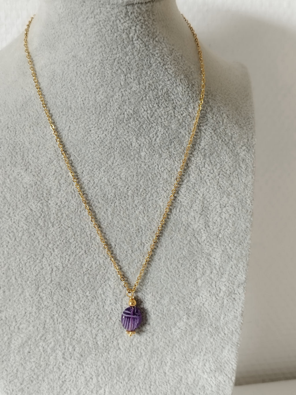 Collier Scarabée Améthyste - Sérénité et Spiritualité