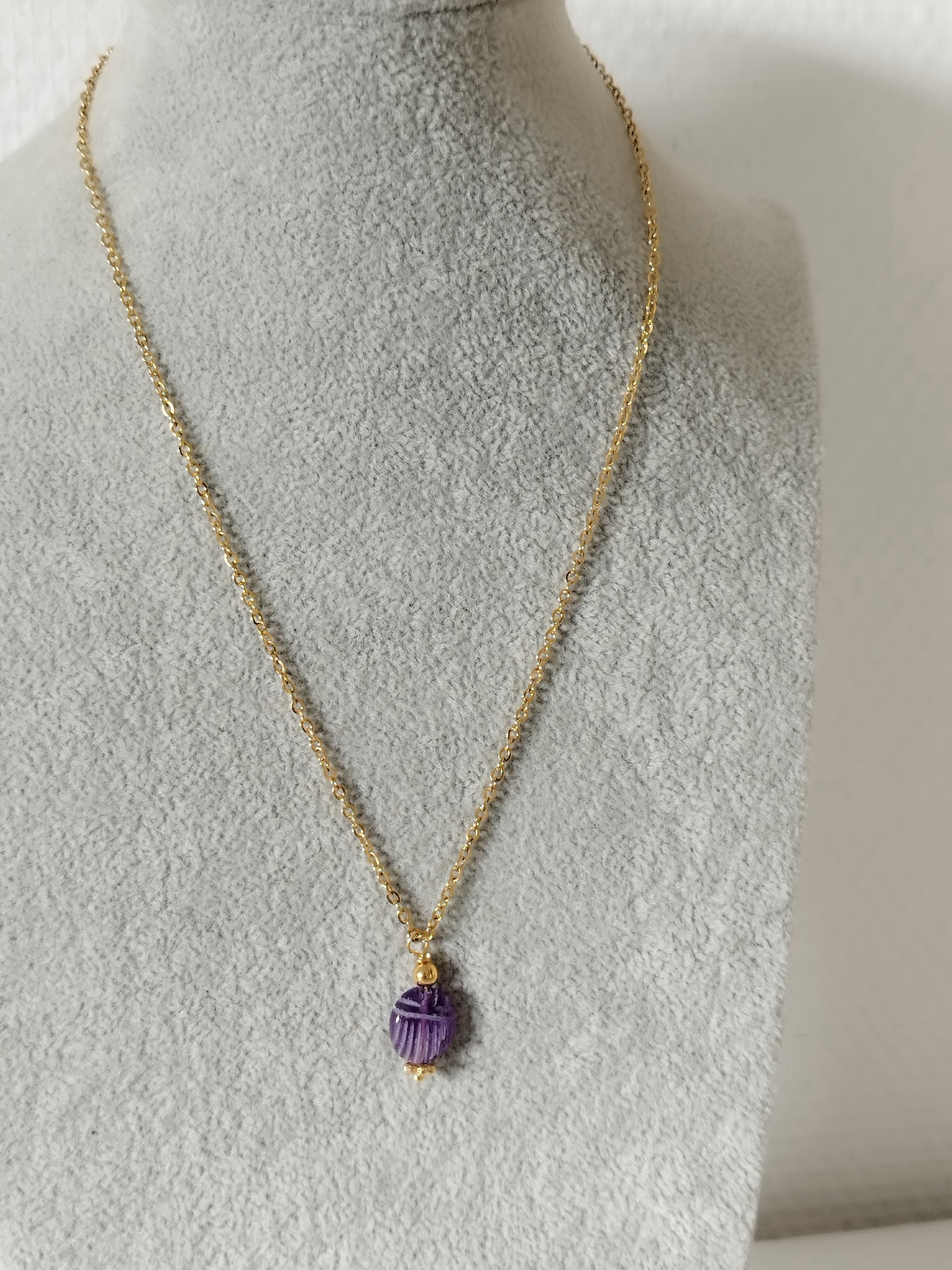 Collier Scarabée Améthyste - Sérénité et Spiritualité