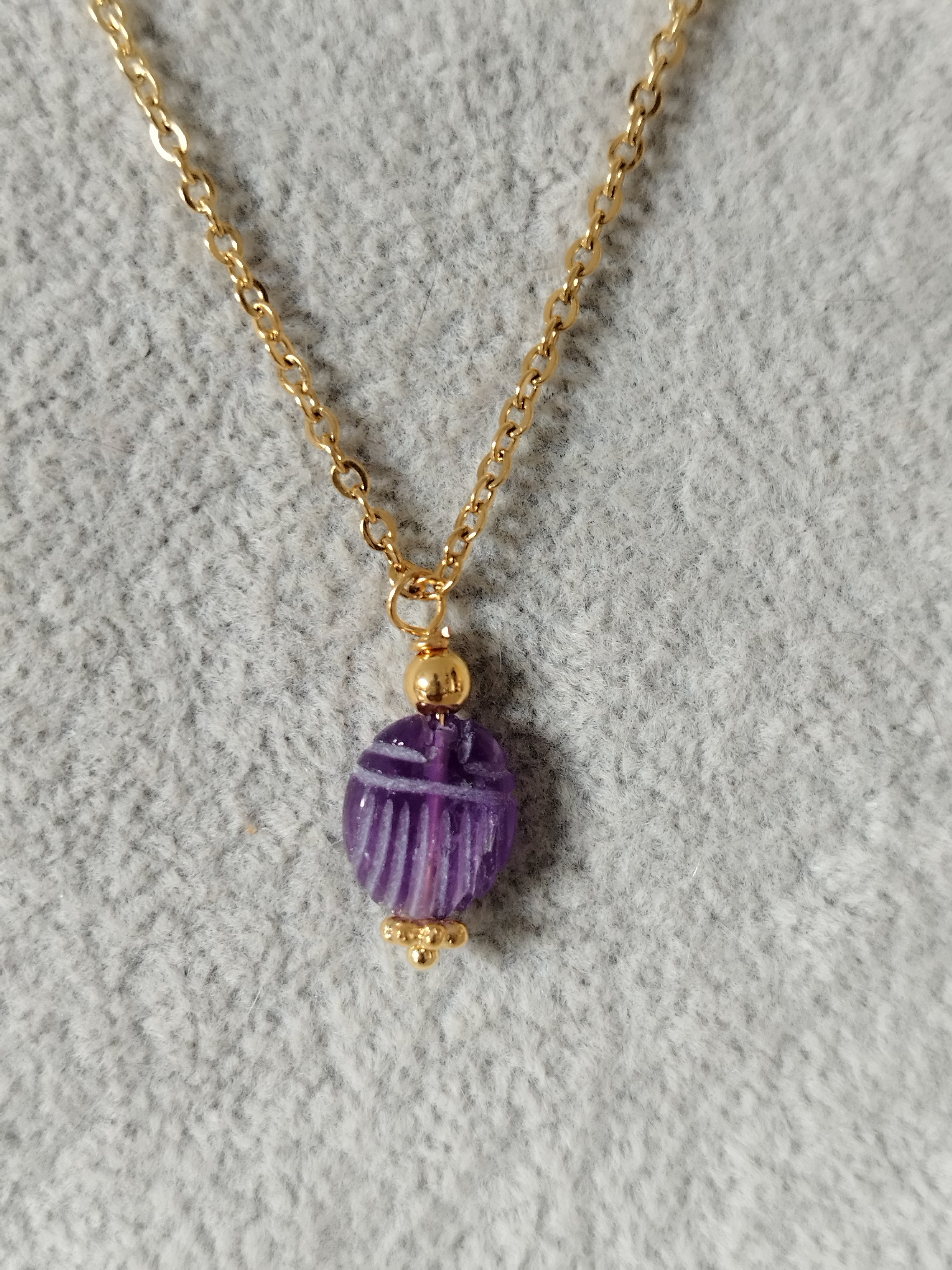 Collier Scarabée Améthyste - Sérénité et Spiritualité