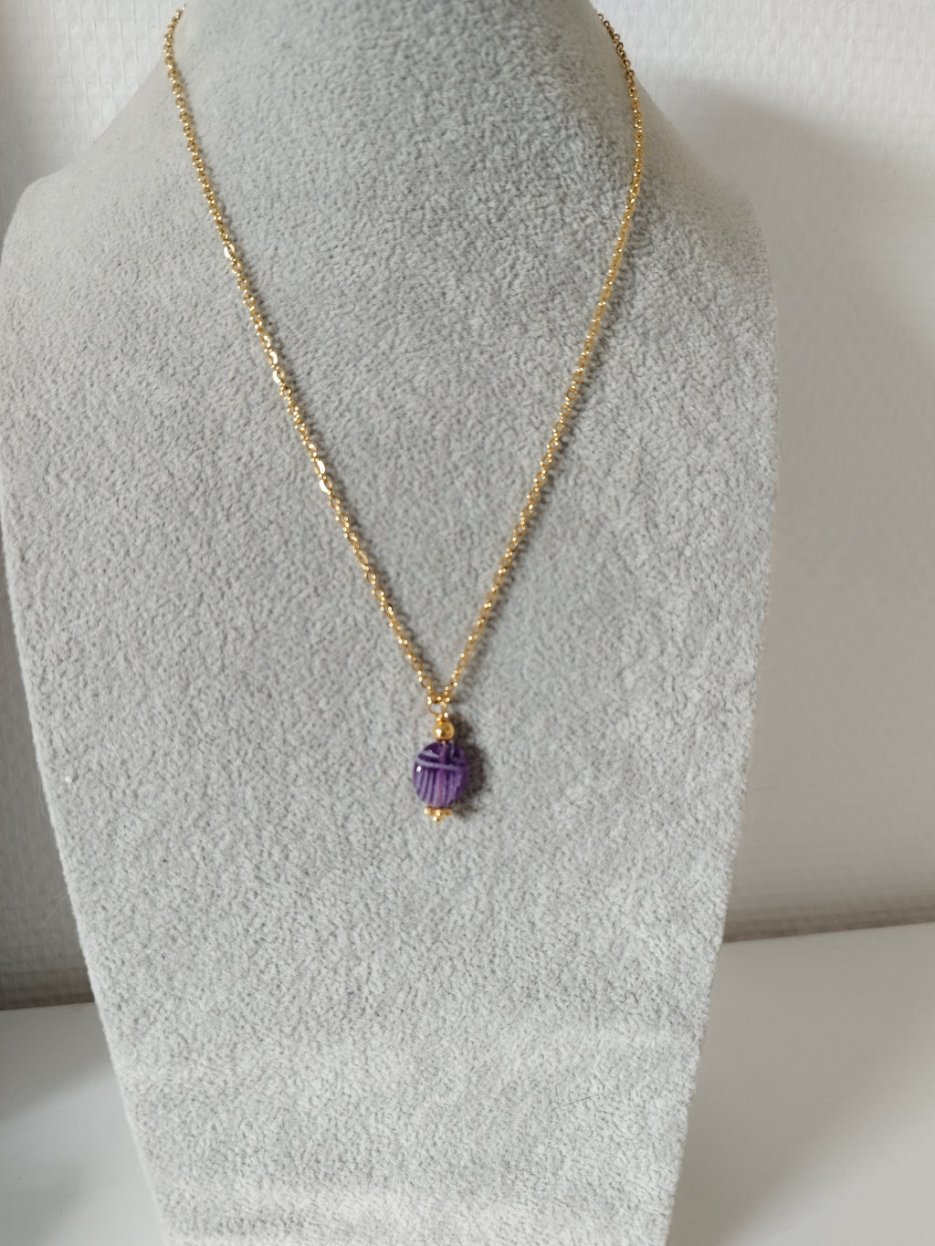 Collier Scarabée Améthyste - Sérénité et Spiritualité