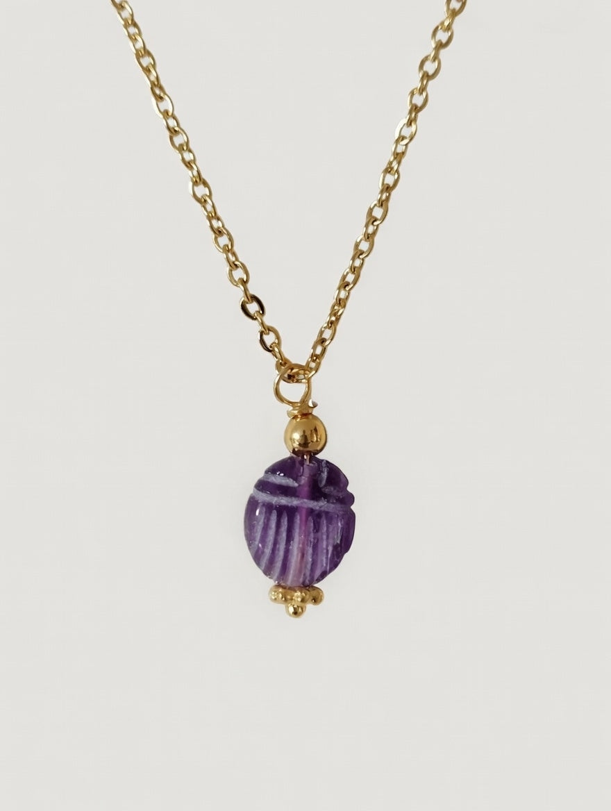 Collier Scarabée Améthyste - Sérénité et Spiritualité