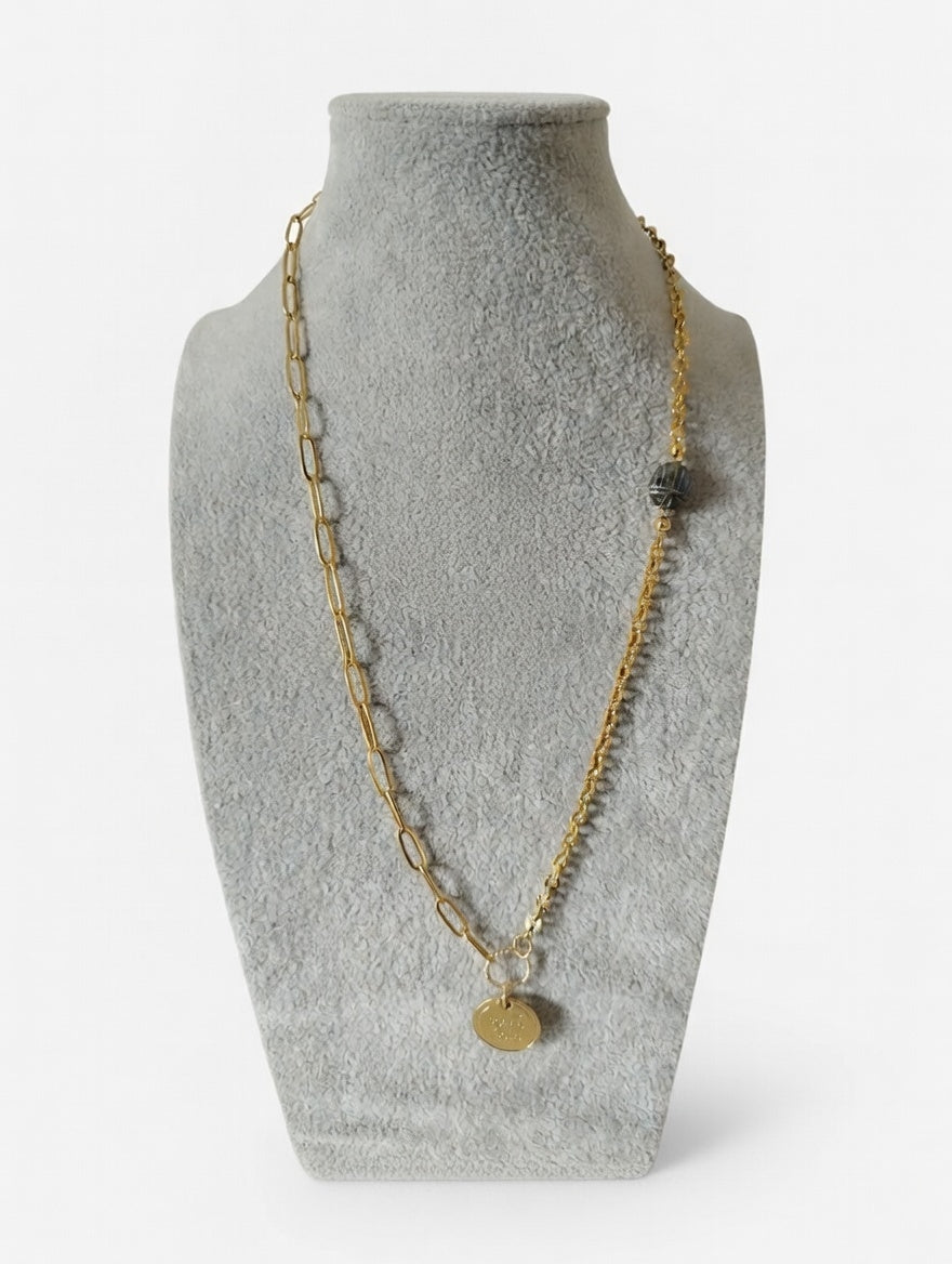 Collier Bonne Étoile et Scarabée Labradorite