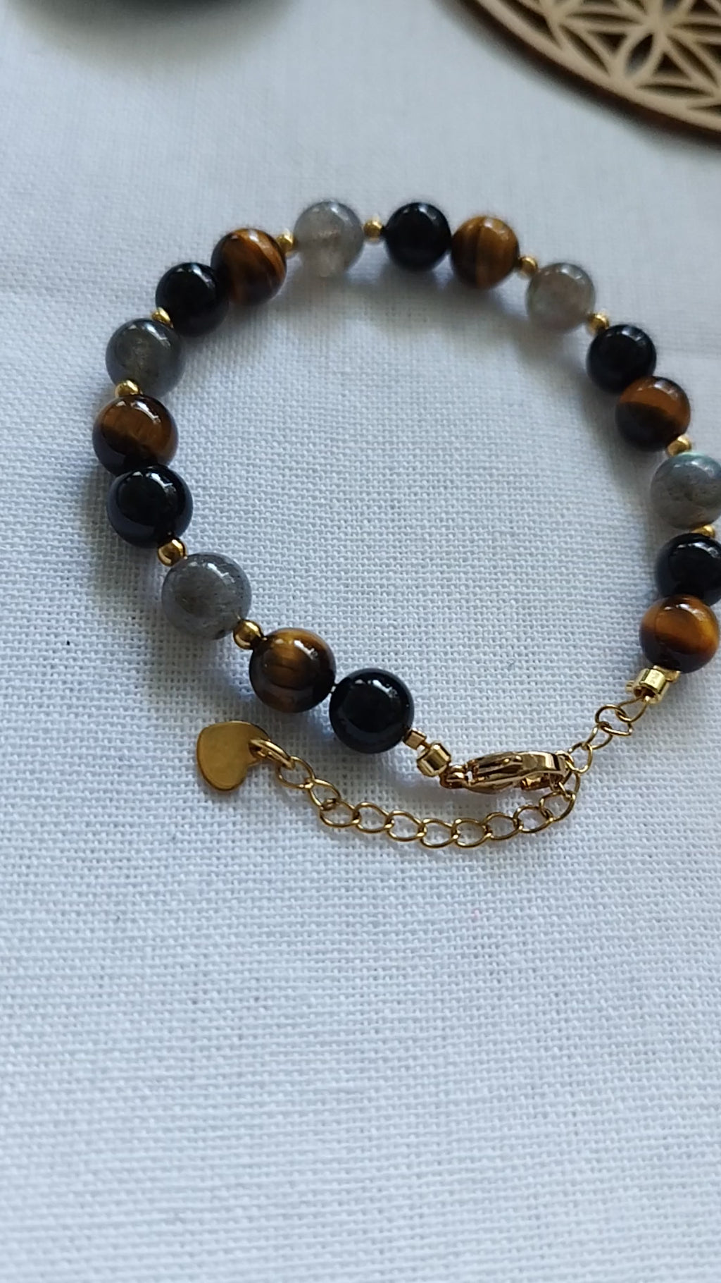 Bracelet Sentinelle - Tourmaline noire, Labradorite, Oeil de tigre