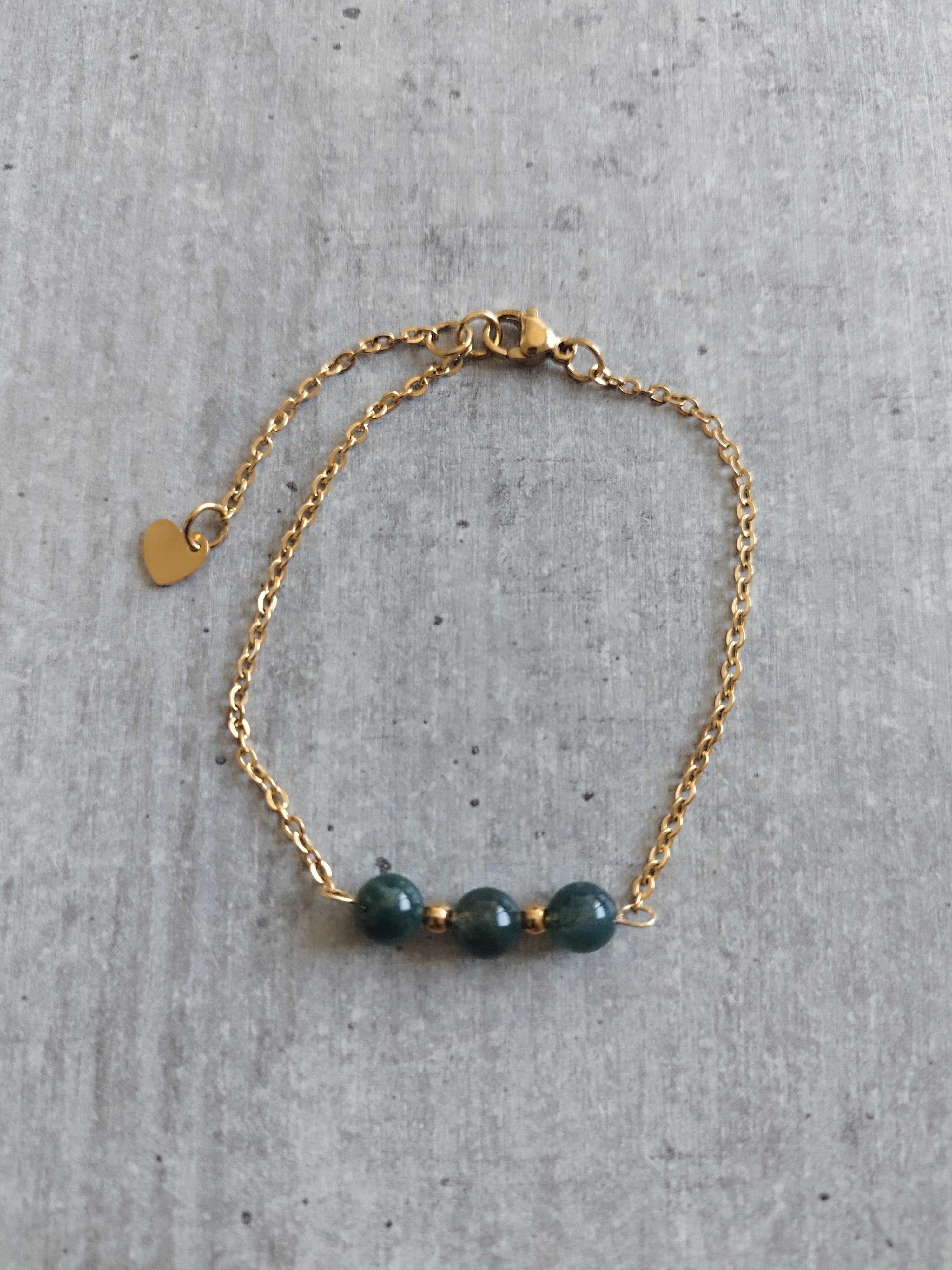 Bracelet en Agate Mousse avec Chaîne Dorée
