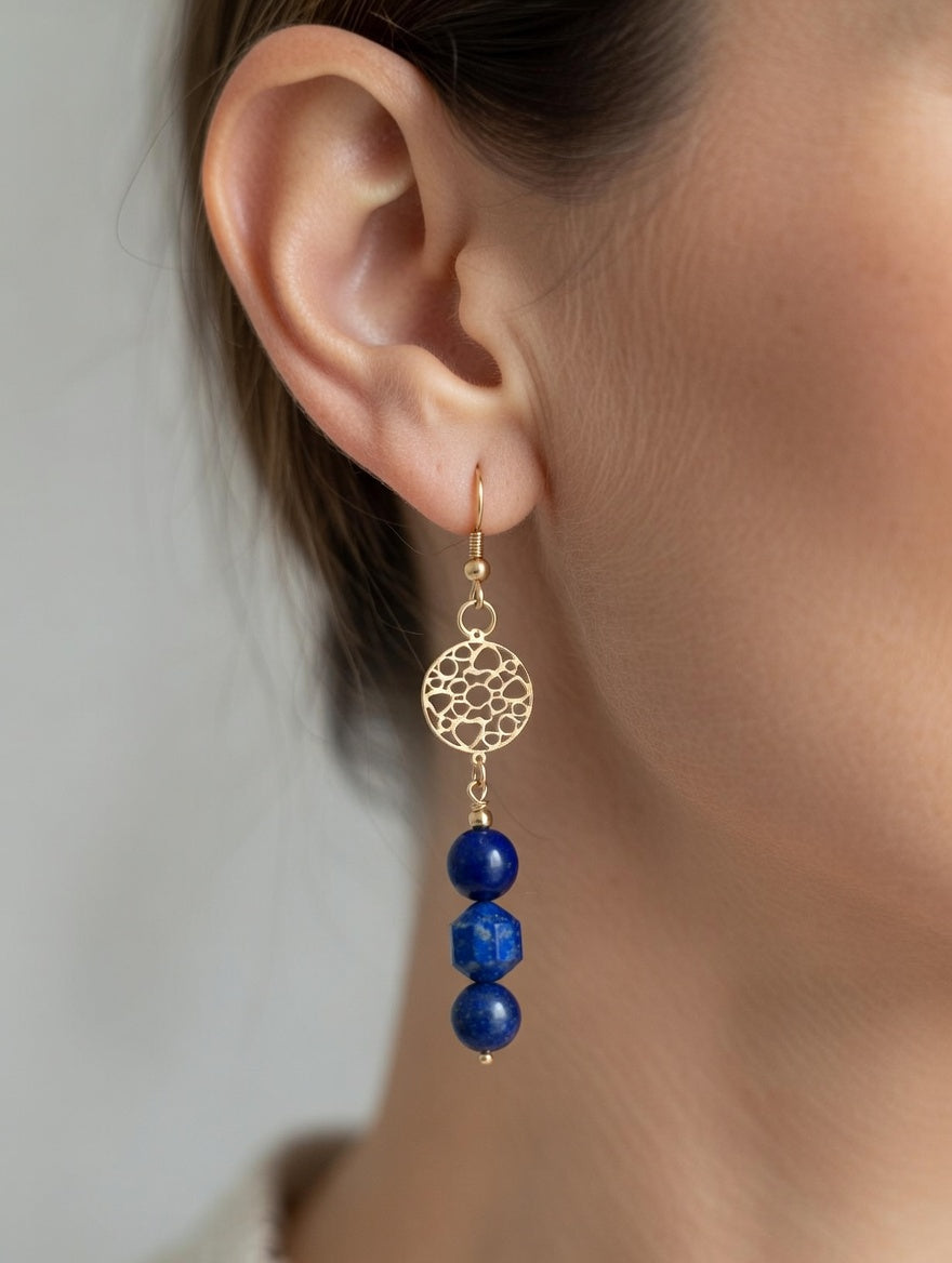 Boucles lapis lazuli 8mm