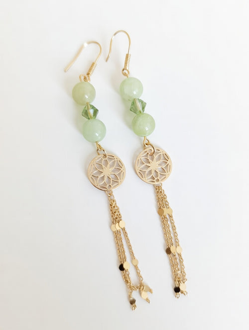 Boucles Calcite Verte et Swarovski