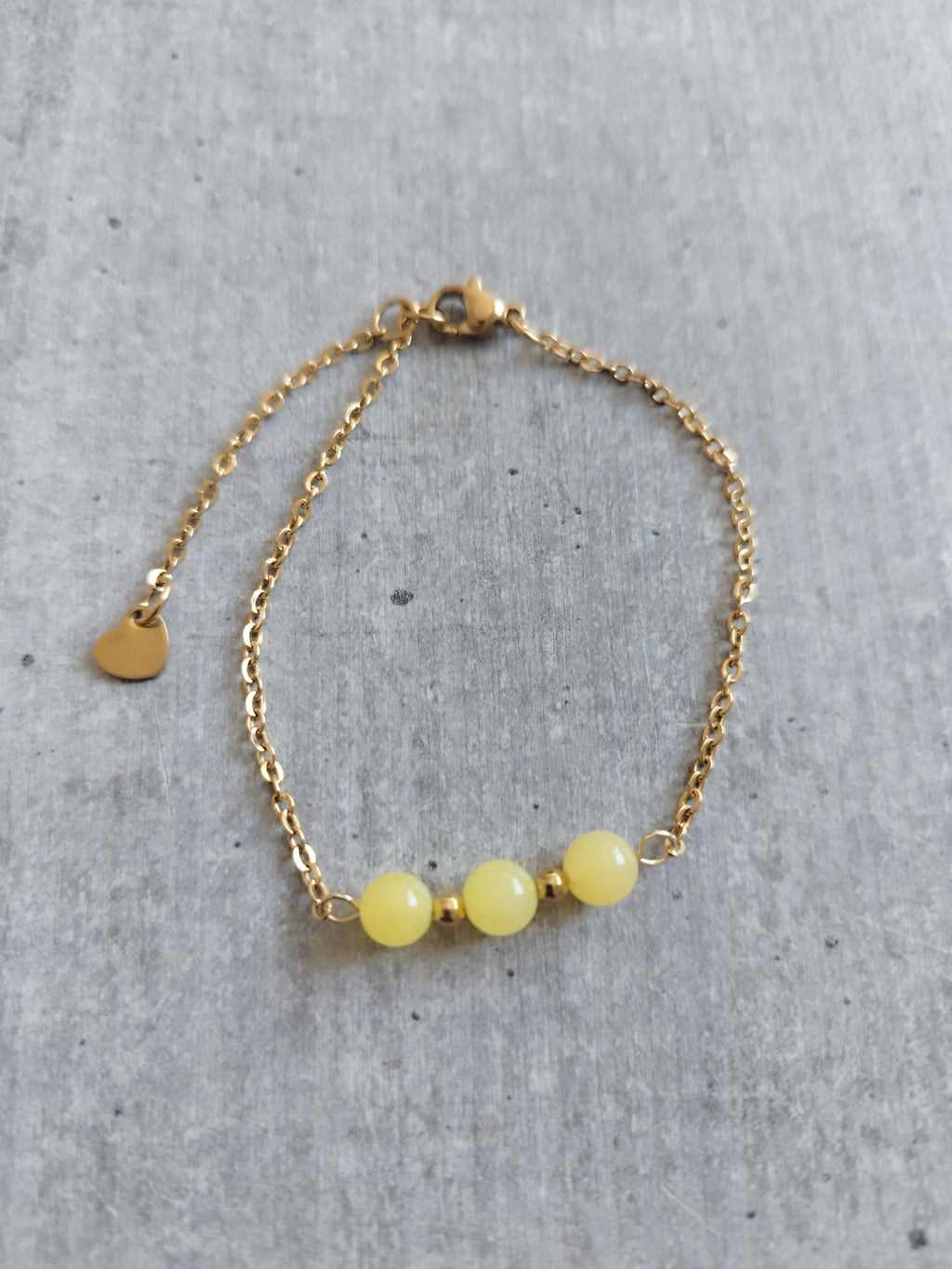 Bracelet en Aragonite Jaune avec Chaîne Dorée