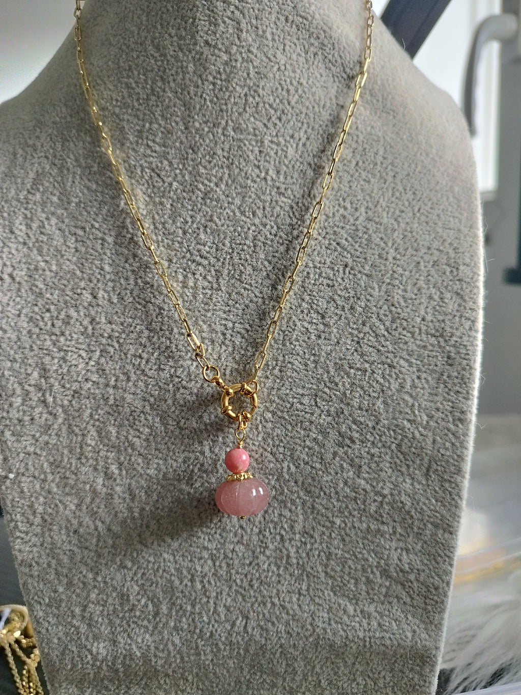 Collier Quartz Rose et Thulite - Douceur Intemporelle