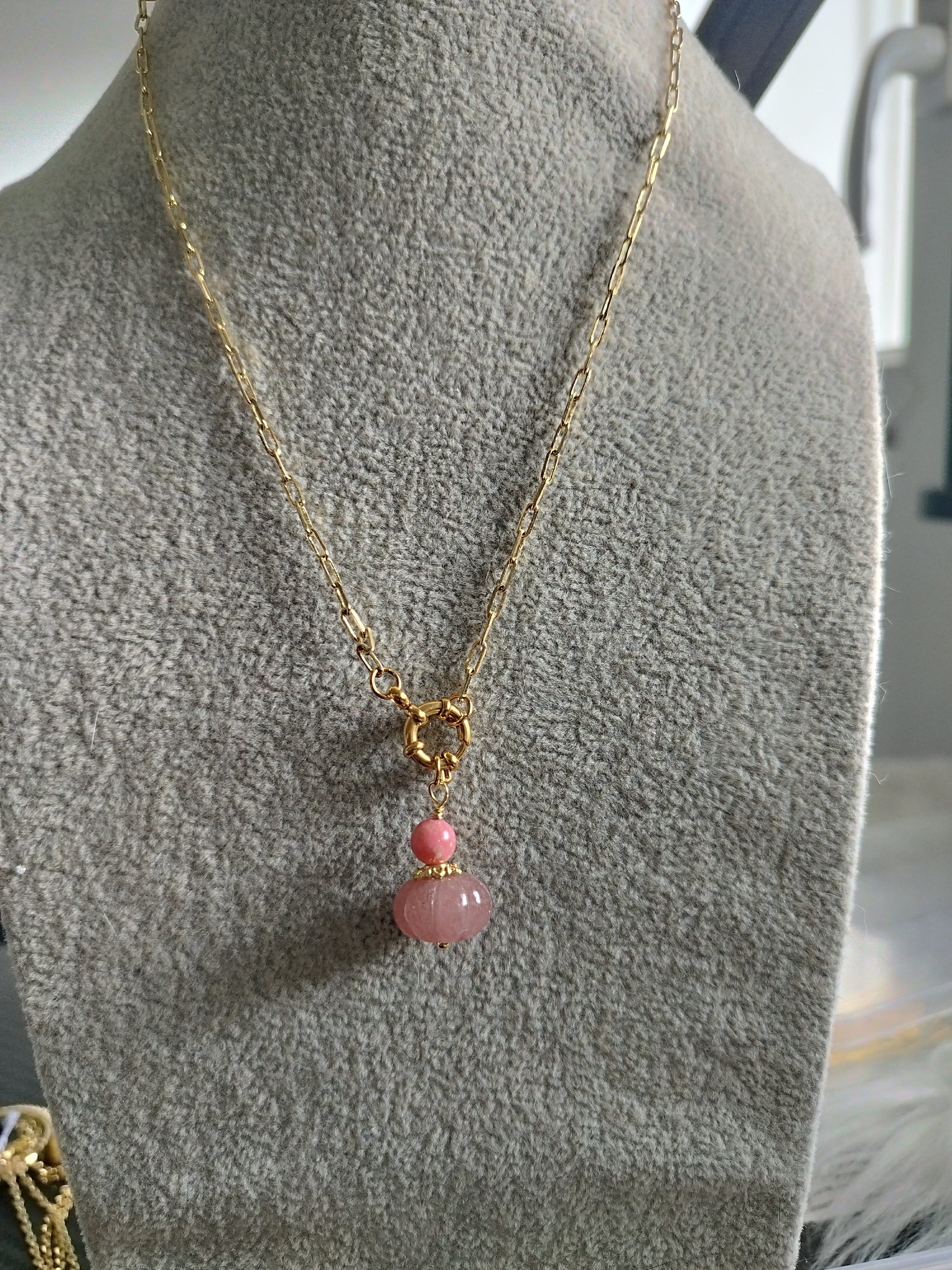 Collier Quartz Rose et Thulite - Douceur Intemporelle