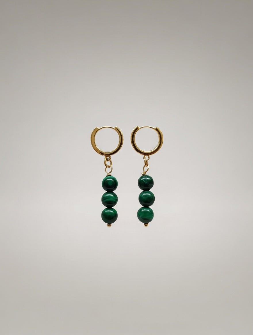 Boucles malachite 6 mm