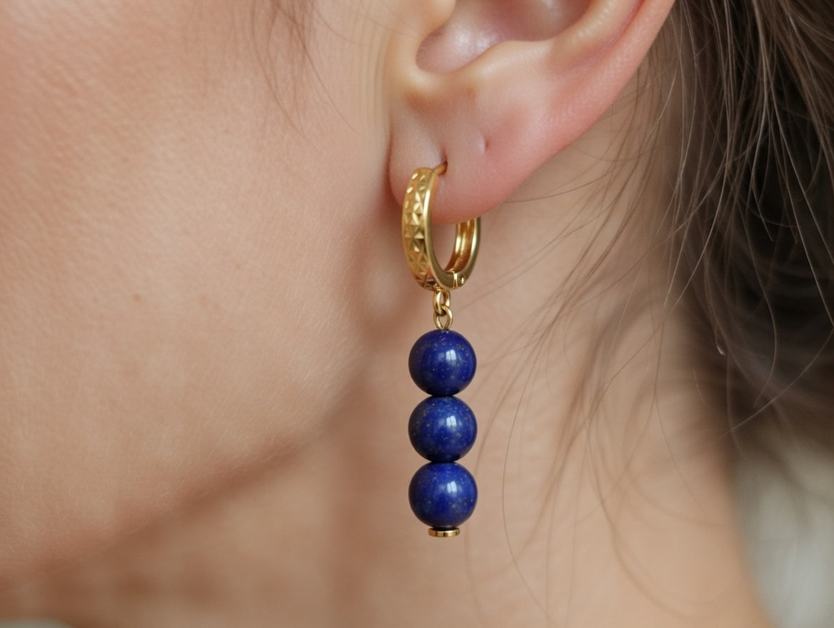 Boucles lapis lazuli 6mm