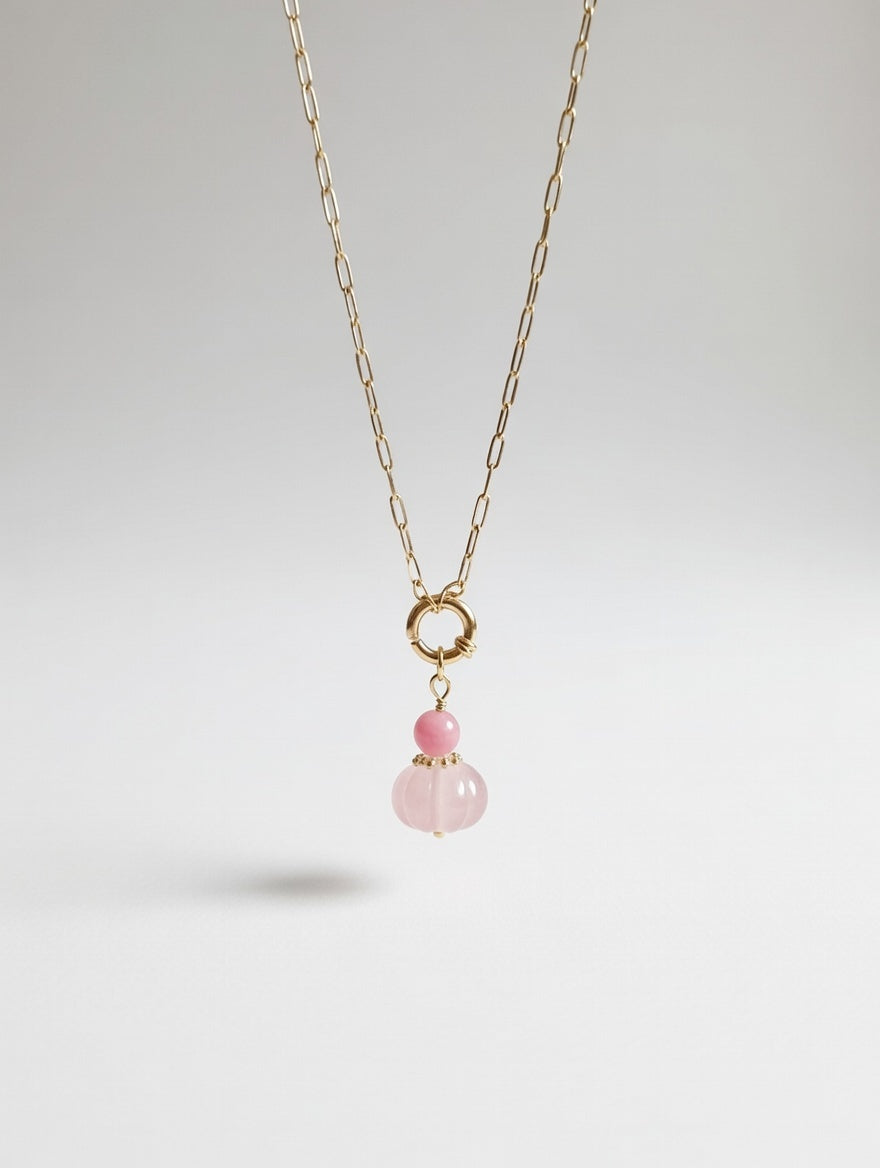 Collier Quartz Rose et Thulite - Douceur Intemporelle