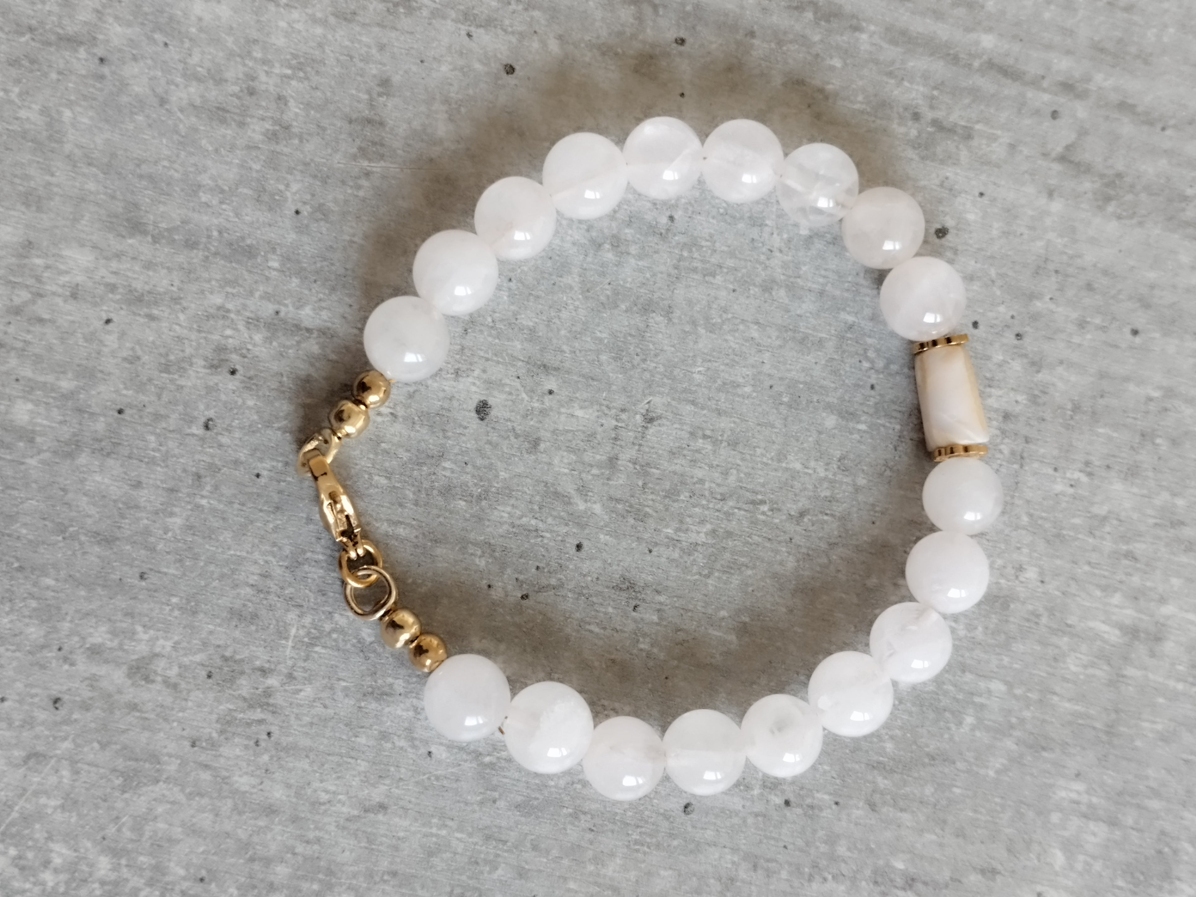 Bracelet Quartz Rose et Opale Rose - Douceur du Cœur