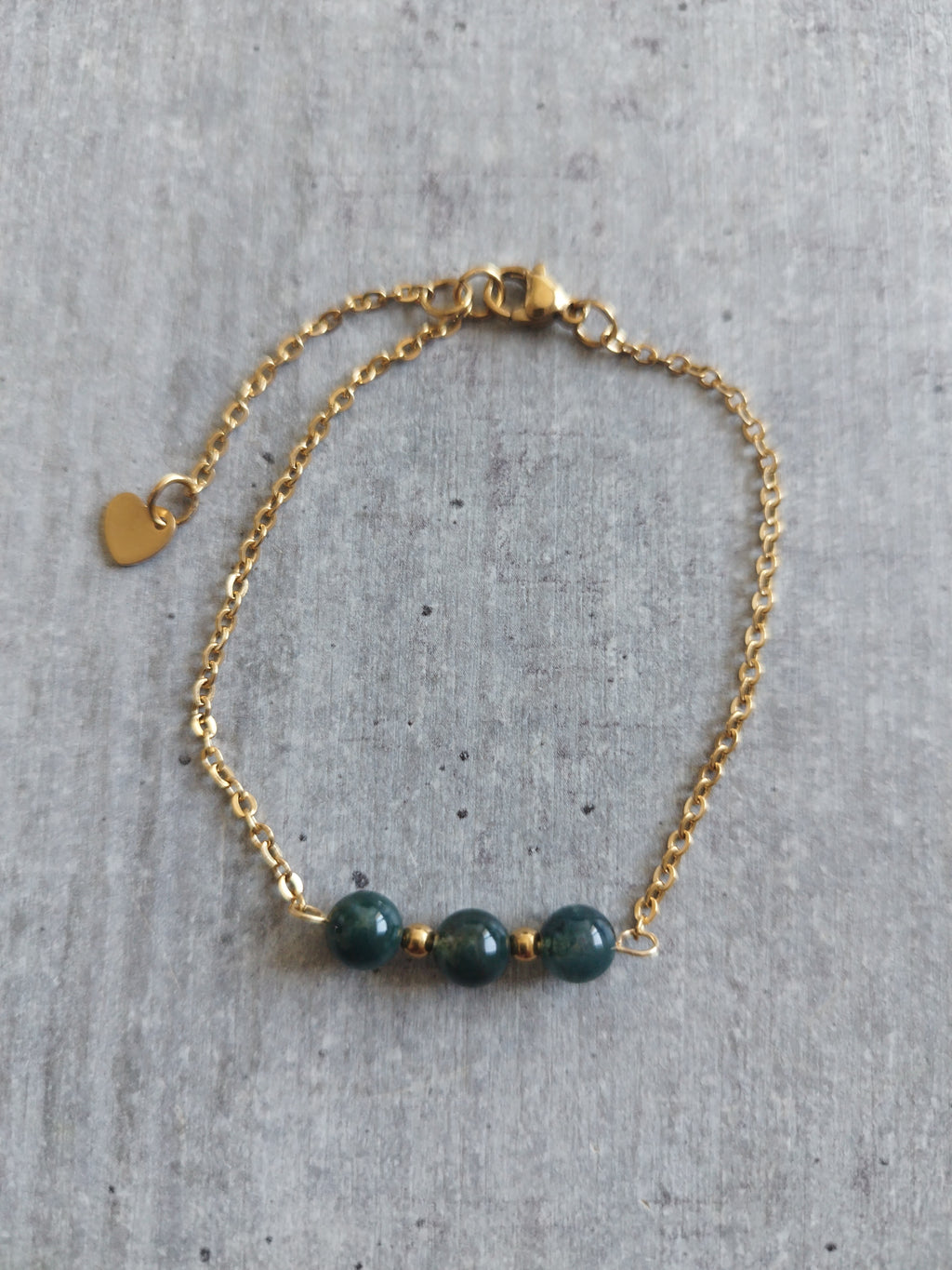 Bracelet en Agate Mousse avec Chaîne Dorée