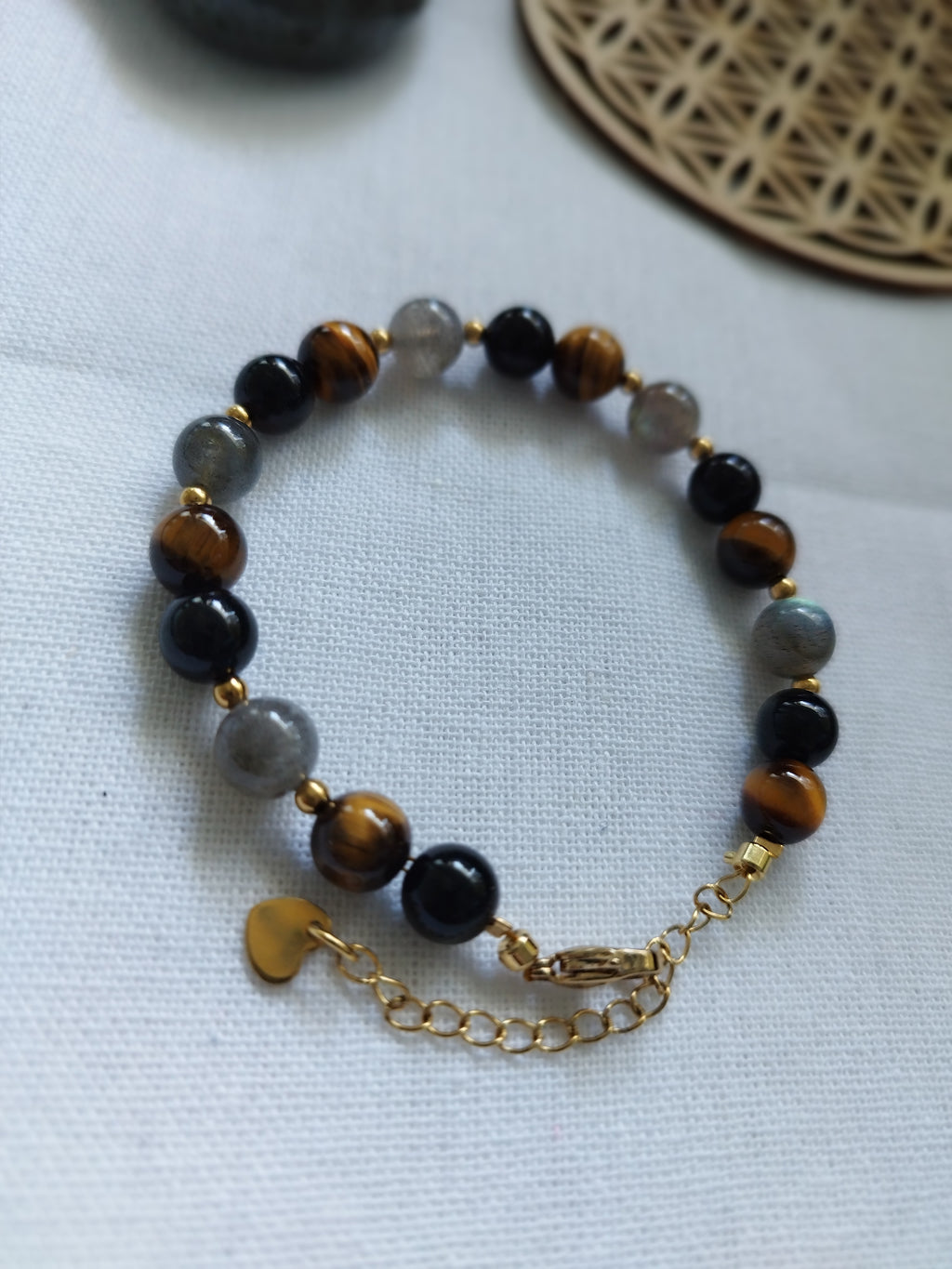 Bracelet Sentinelle - Tourmaline noire, Labradorite, Oeil de tigre