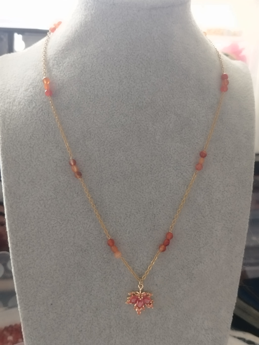 Collier cornaline et pendentif - Joie et vitalité