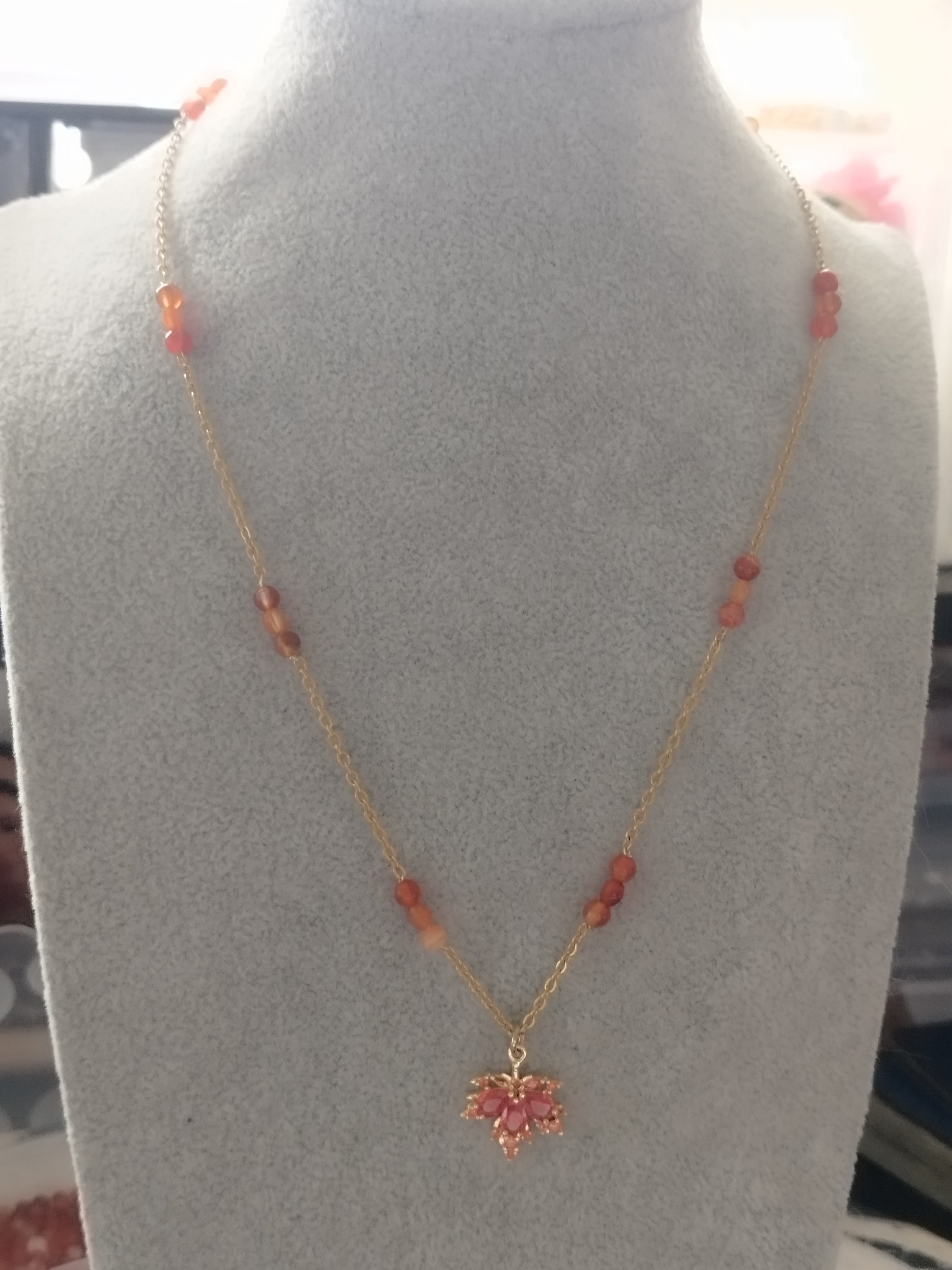 Collier cornaline et pendentif - Joie et vitalité