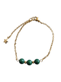 Bracelet en Malachite avec Chaîne Dorée