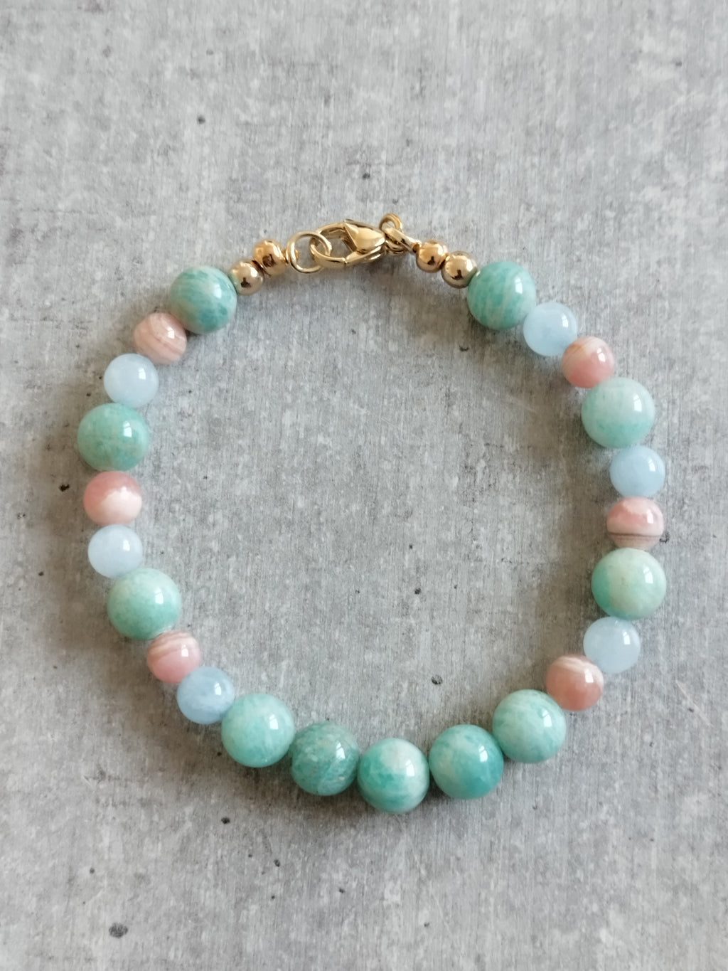 Bracelet Amazonite et Rhodocrosite - Apaisement et Guérison du Cœur