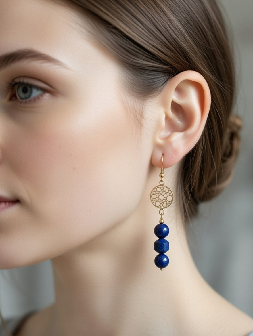 Boucles lapis lazuli 8mm