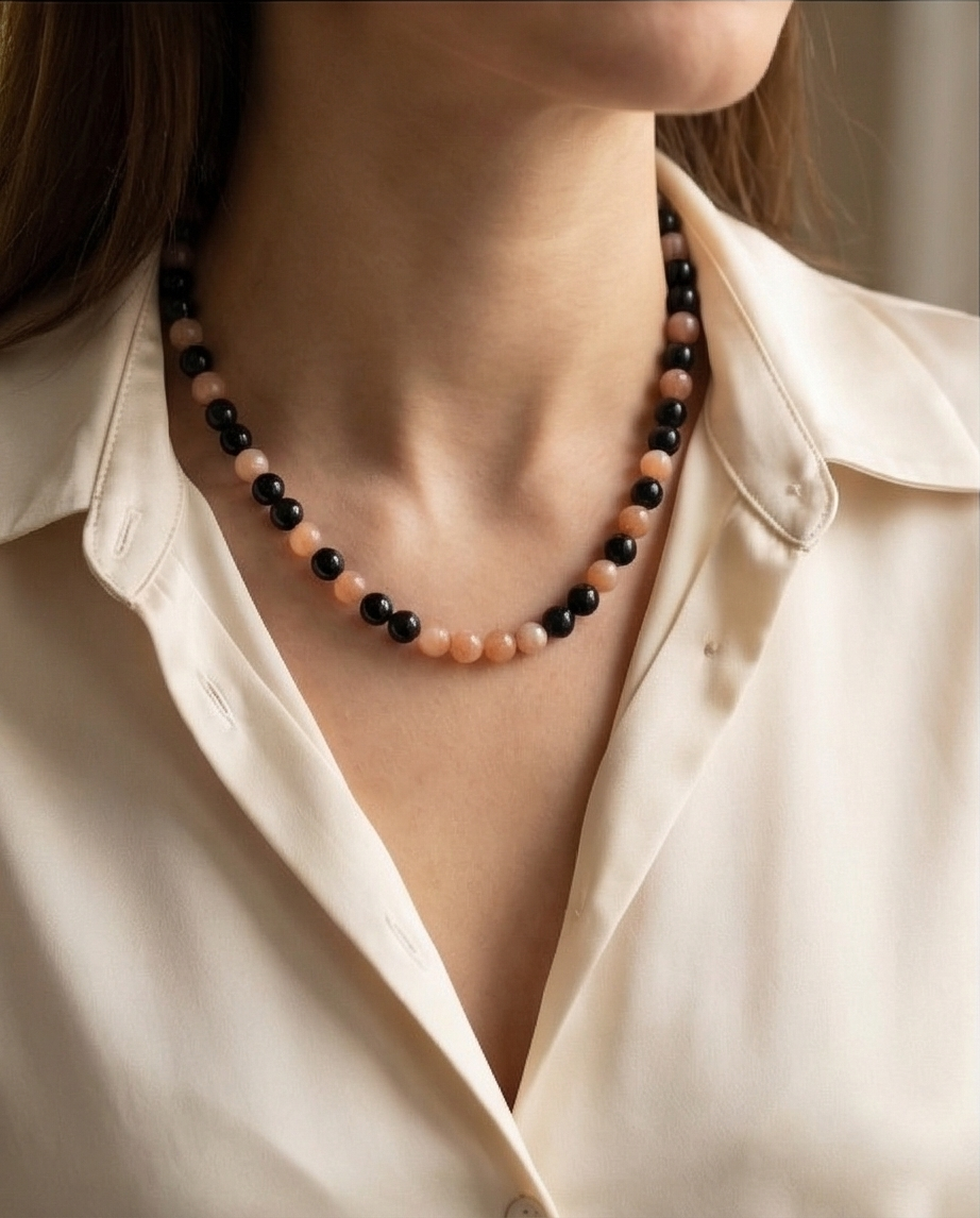 Collier Pierre du Soleil et Hypersthène