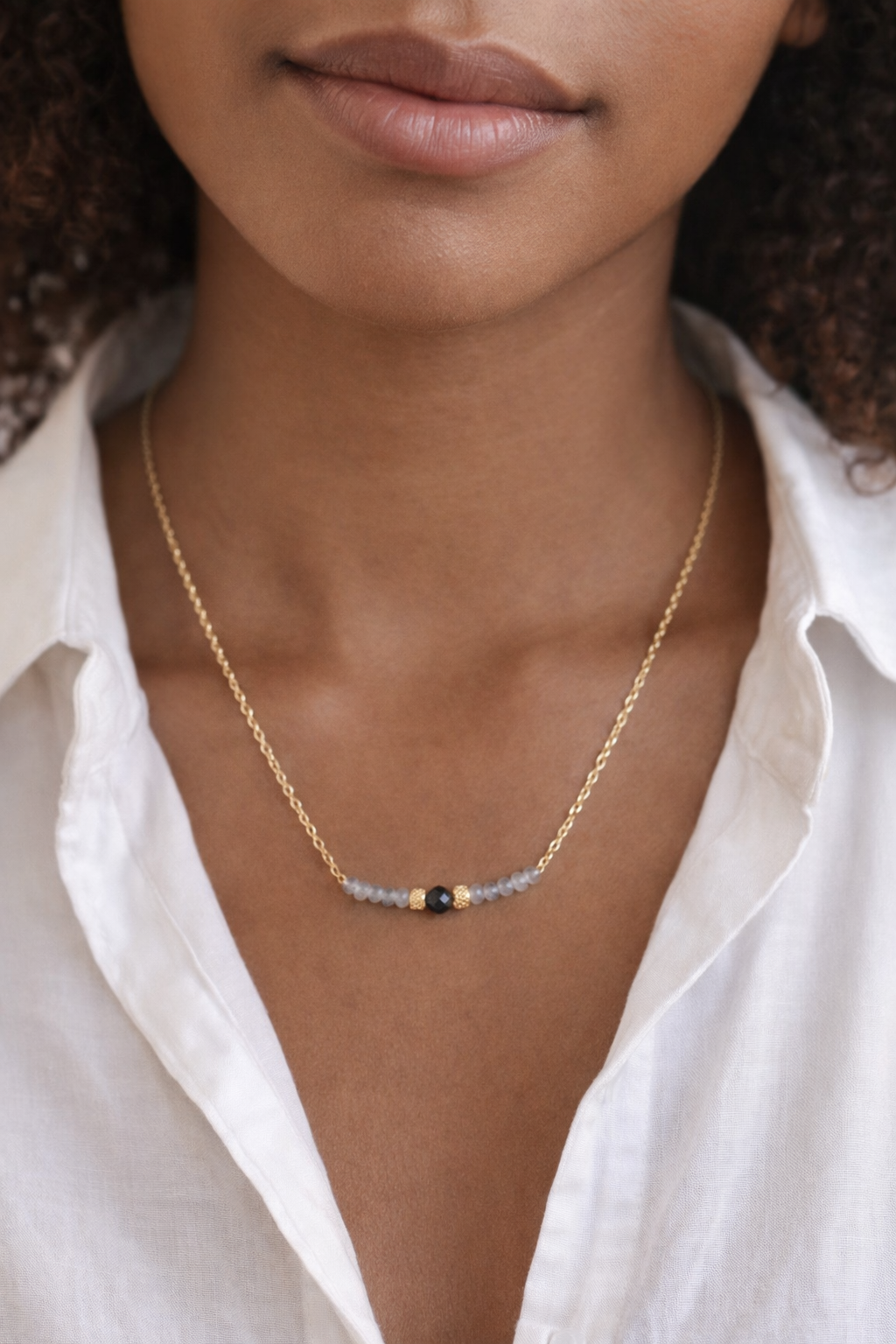 Collier Fin en Labradorite Facettée