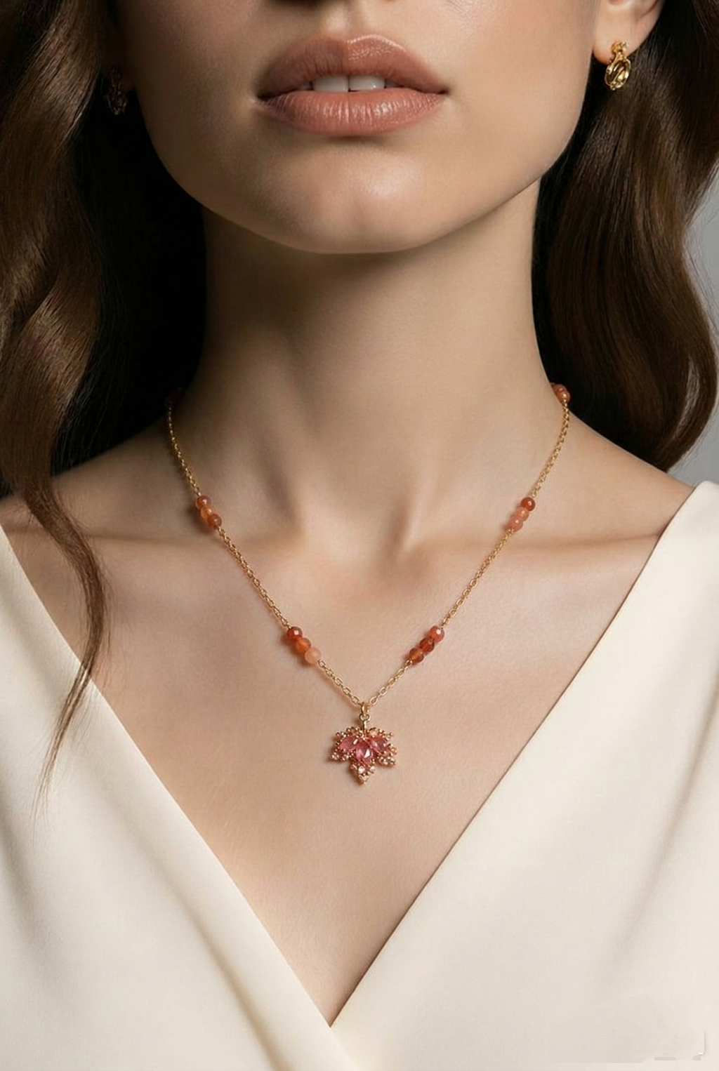 Collier cornaline et pendentif - Joie et vitalité