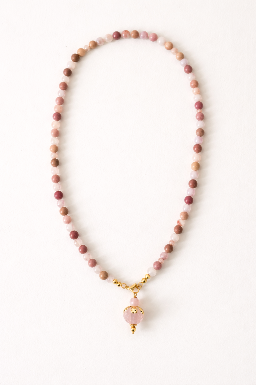 Collier Quartz Rose et Rhodonite