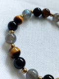 Bracelet Sentinelle - Tourmaline noire, Labradorite, Oeil de tigre