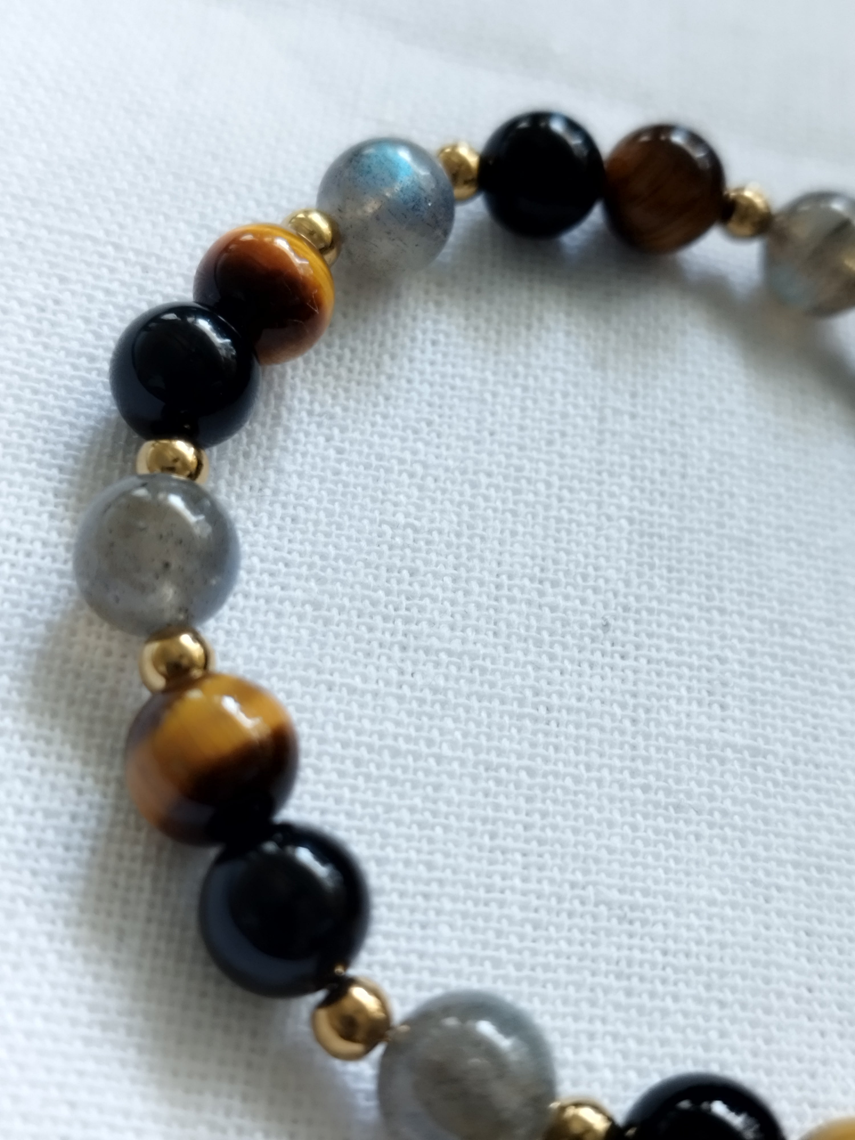 Bracelet Sentinelle - Tourmaline noire, Labradorite, Oeil de tigre