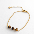 Bracelet en Œil de Tigre avec Chaîne Dorée