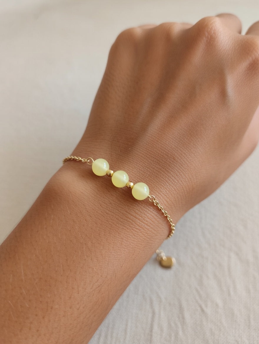 Bracelet en Aragonite Jaune avec Chaîne Dorée