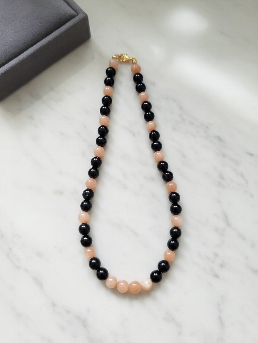 Collier Pierre du Soleil et Hypersthène
