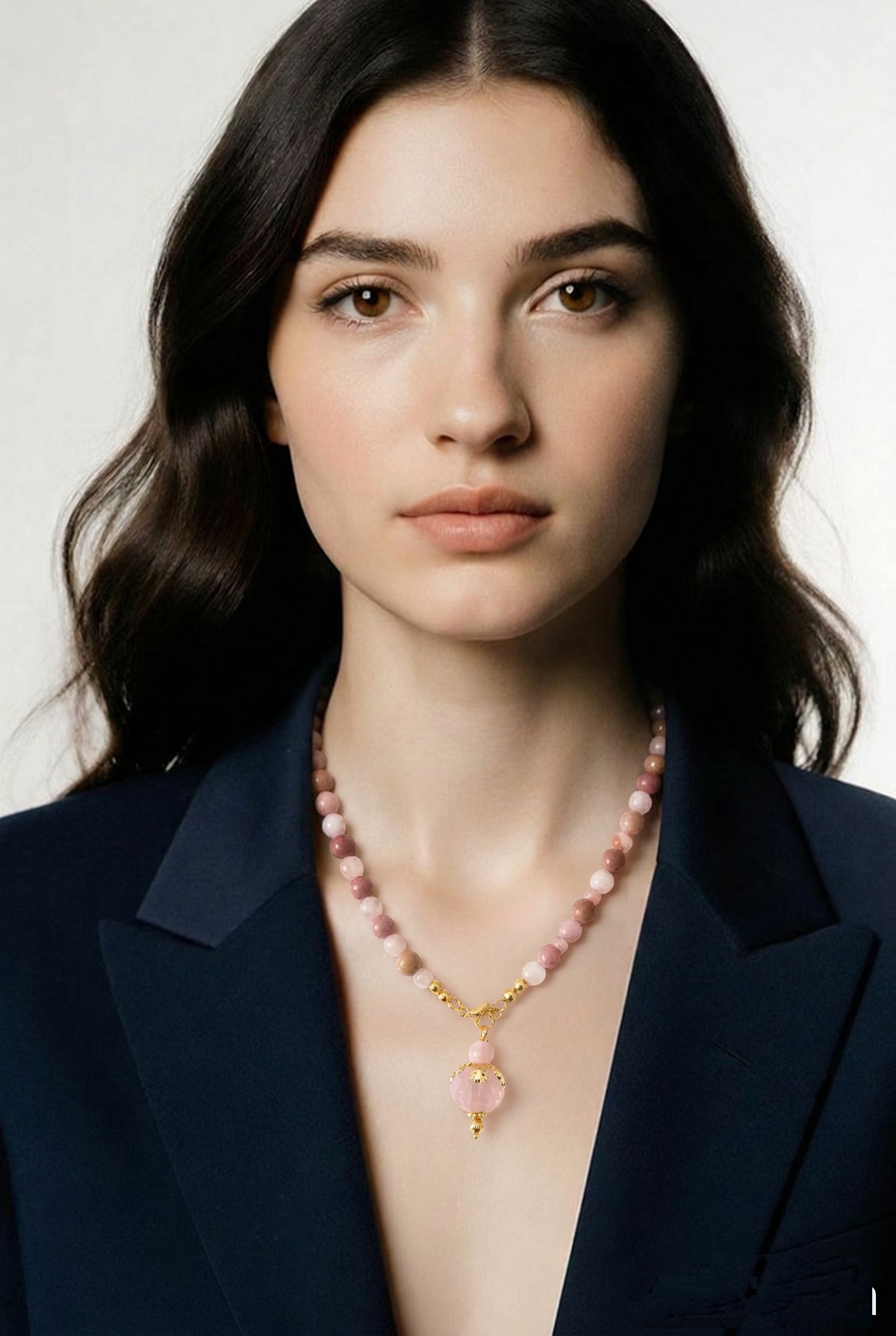 Collier Quartz Rose et Rhodonite - L'Amour de Soi