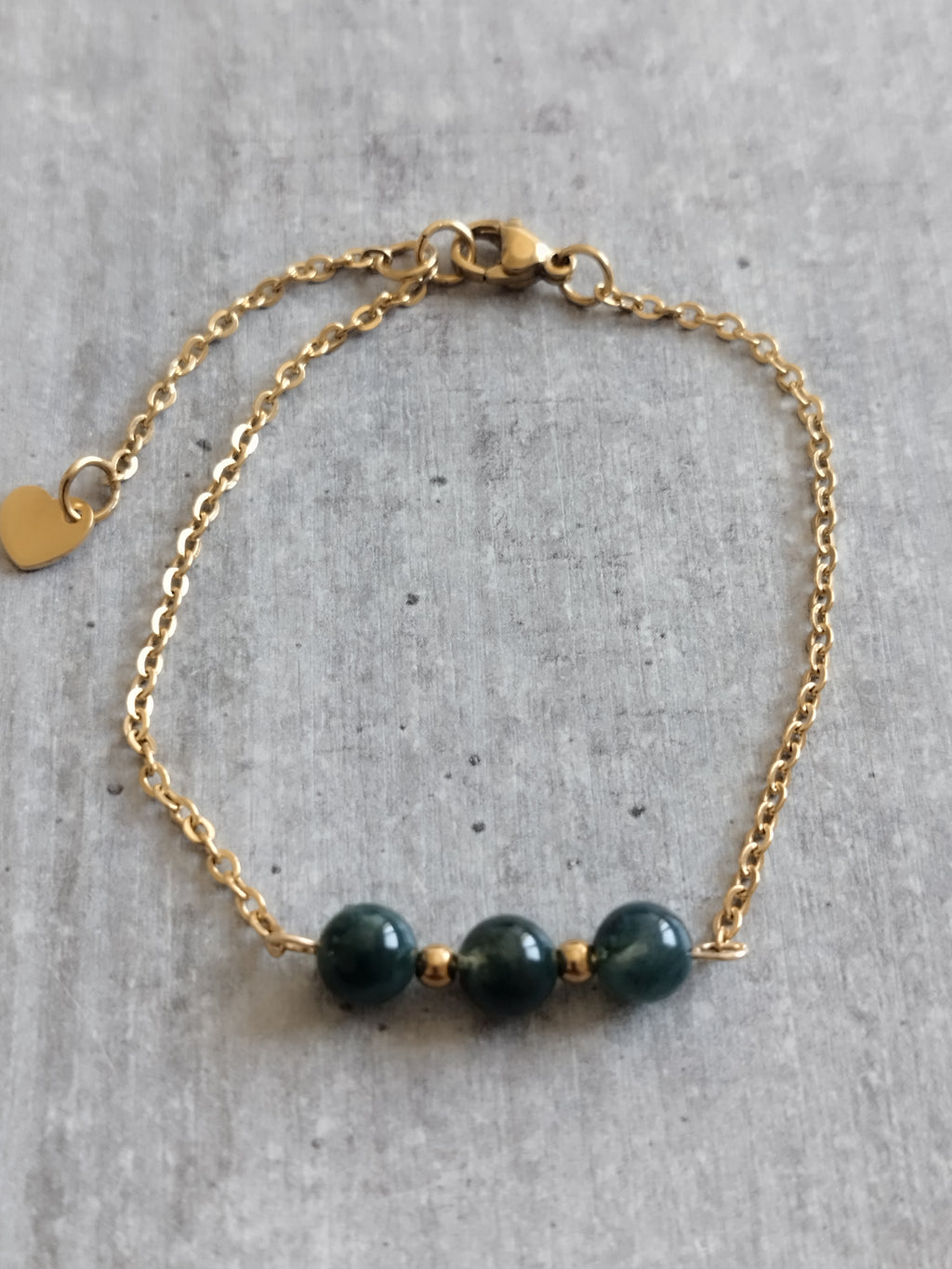 Bracelet en Agate Mousse avec Chaîne Dorée