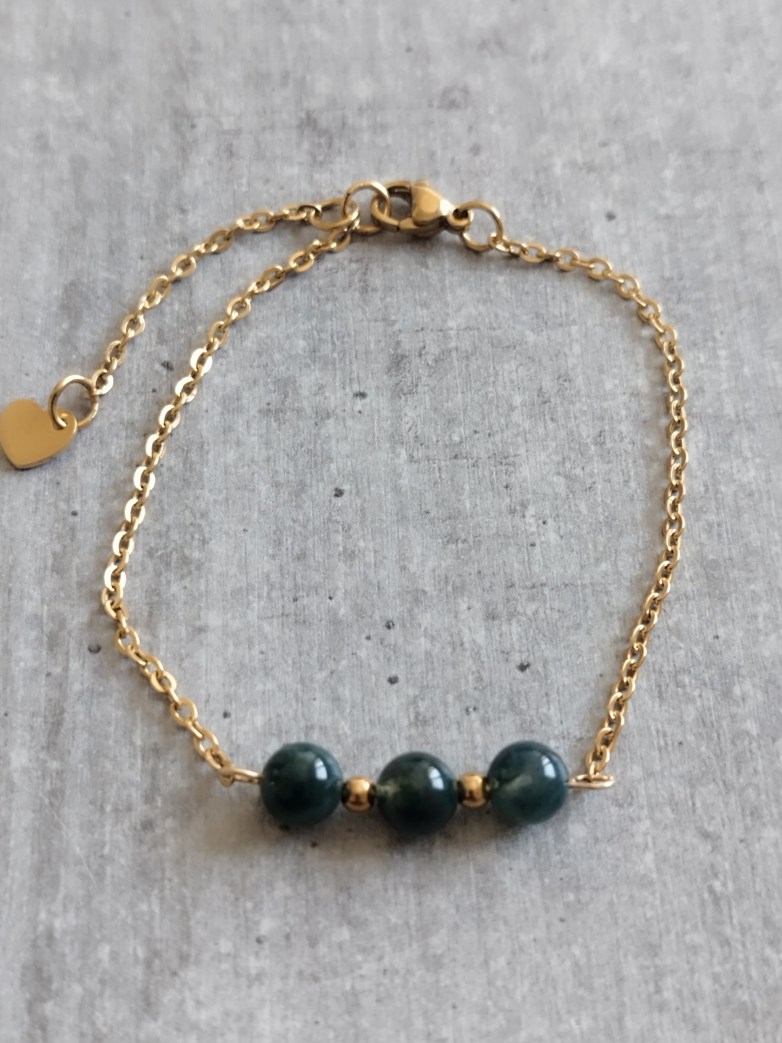 Bracelet en Agate Mousse avec Chaîne Dorée
