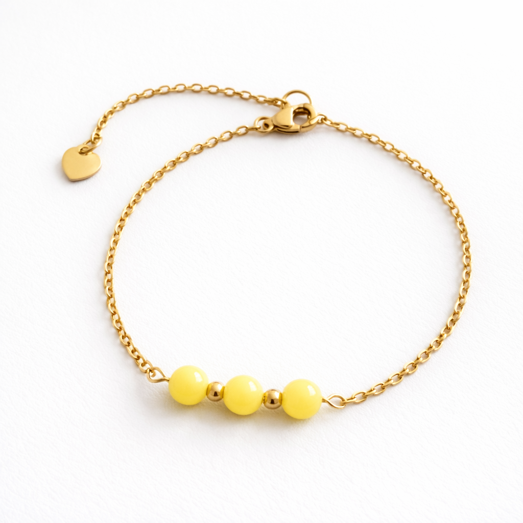 Bracelet en Aragonite Jaune avec Chaîne Dorée