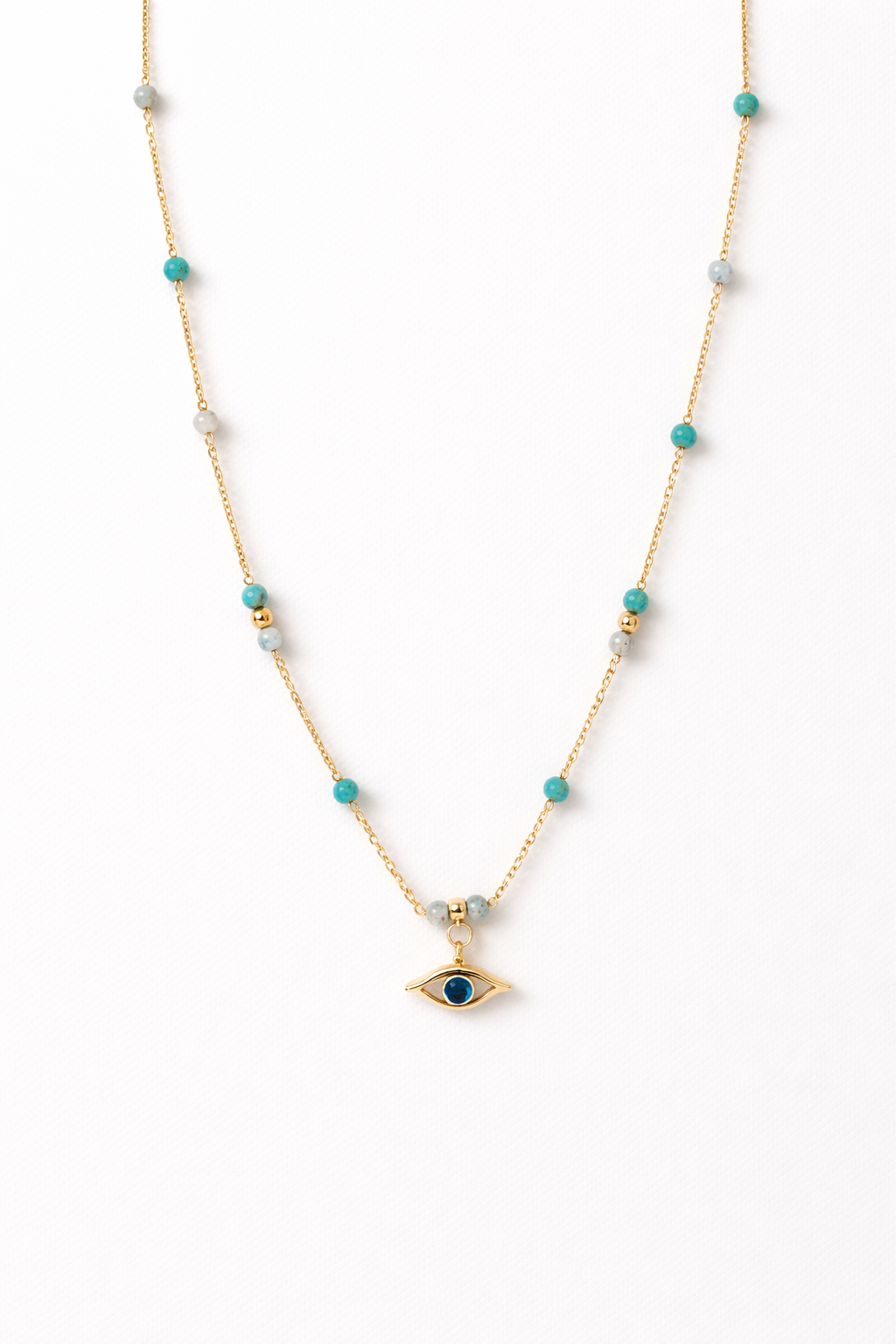 Collier Hémimorphite et Œil Turc - Sécurité et Transformation