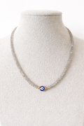 Collier Labradorite Facettée et Œil Turc