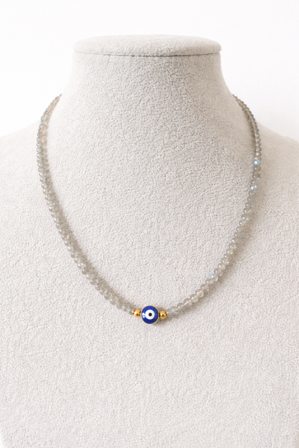 Collier Labradorite Facettée et Œil Turc - Protection Lumineuse