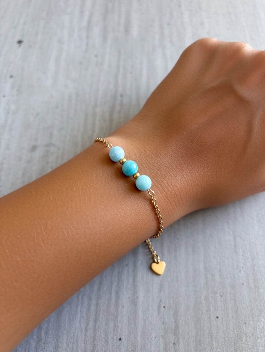 Bracelet en Hémimorphite avec Chaîne Dorée