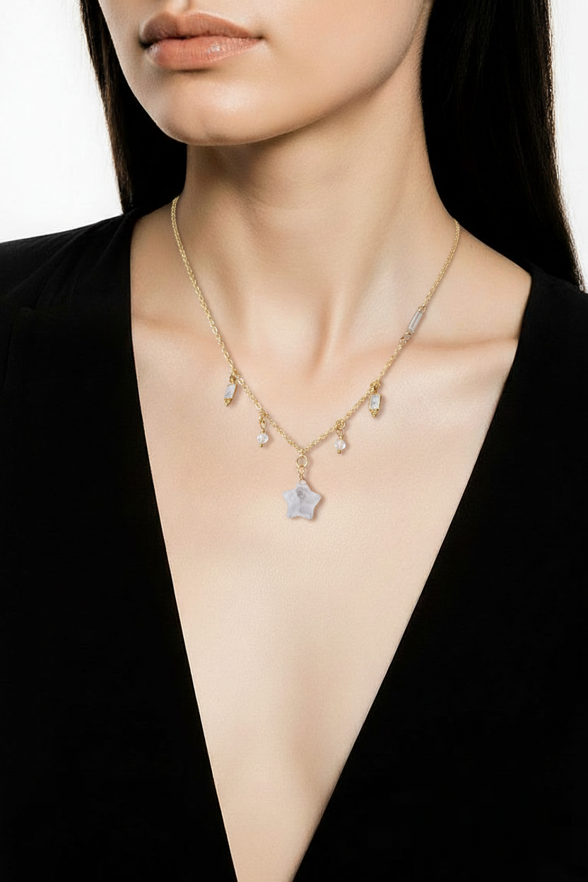 Collier Étoile Cristal de Roche - Pureté et Lumière