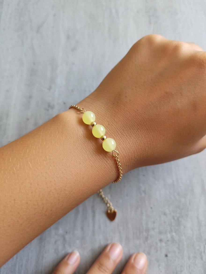 Bracelet en Aragonite Jaune avec Chaîne Dorée